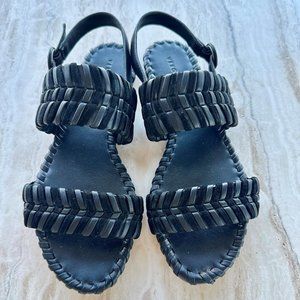 Veronica Beard Leather Sandals - Black - Size 9